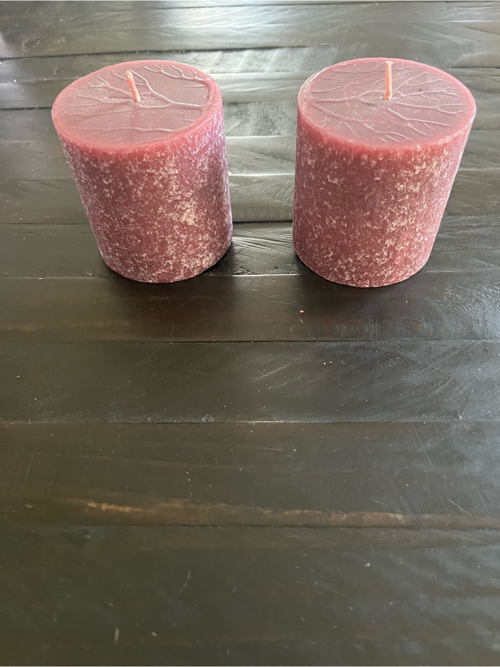 Unscented Plum Rustic 3/3 Pillar Candle - Set of 2 Never Used